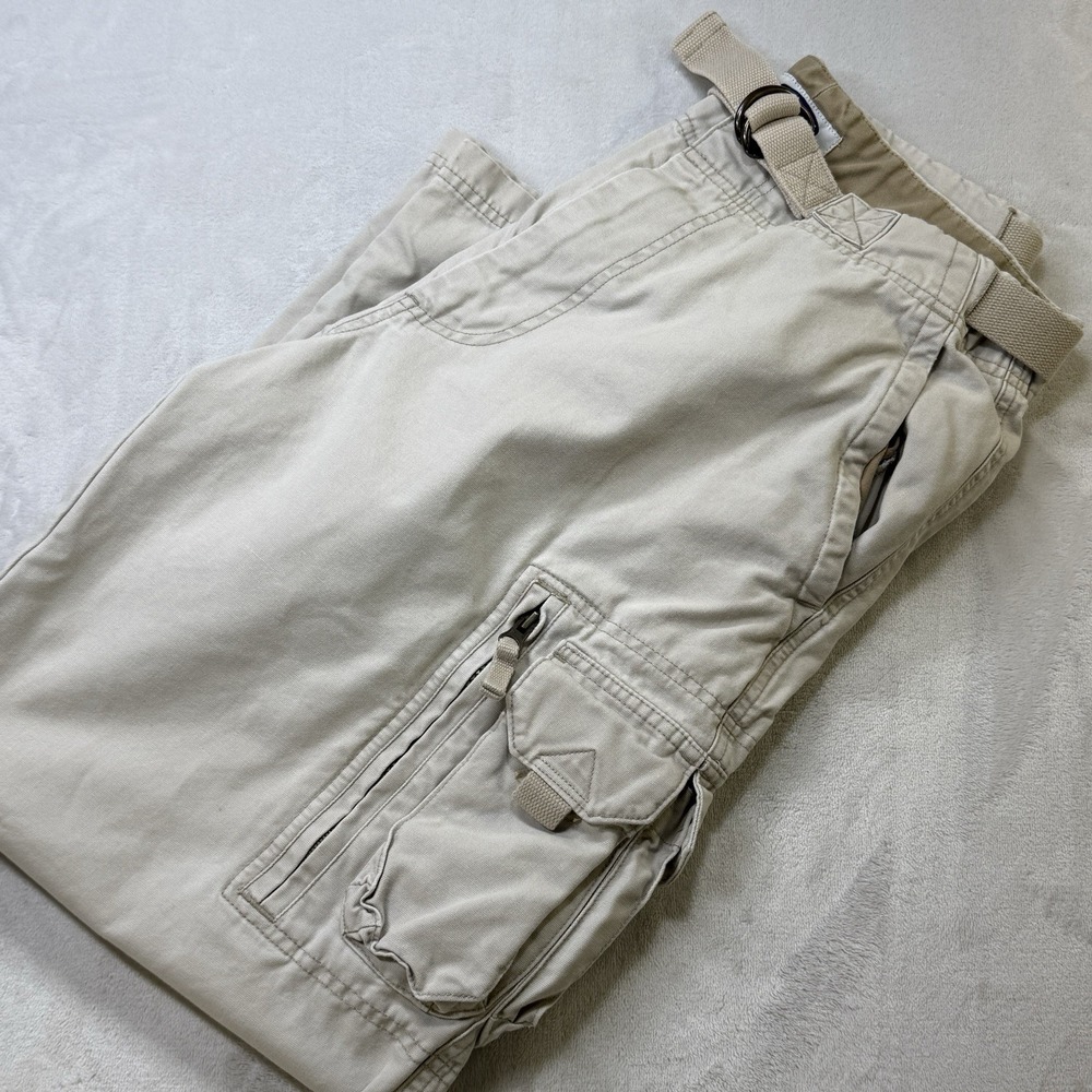 Old Navy Y2K Cargo Pants Mens‎ 34x30 Tan Utility Belted Loose